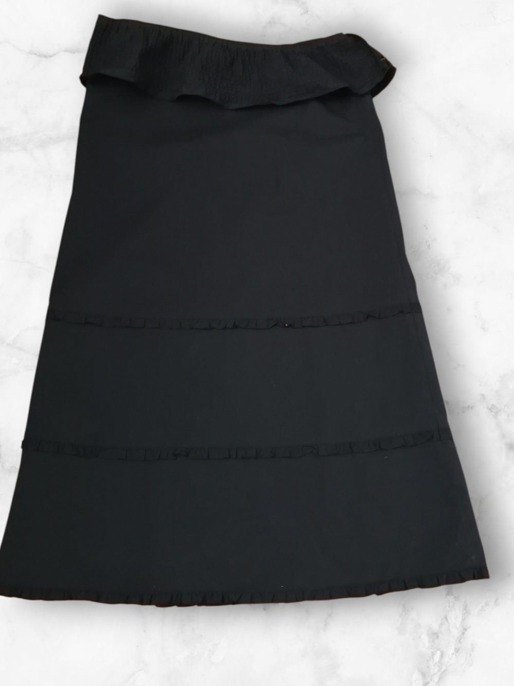 In Wear Classic Black A-Line Skirt with Ruffle Trim size 8